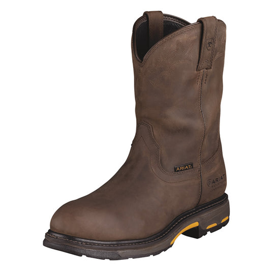 Men's Ariat Workhog Waterproof Composite Toe Brown Pull On  Work Boot