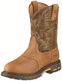 Men's Ariat Workhog Waterproof Composite Toe Pull-On Aged Bark Work Boot