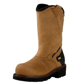 Men's Ariat Powerline Waterproof Composite Toe Pull-On Brown Work Boot
