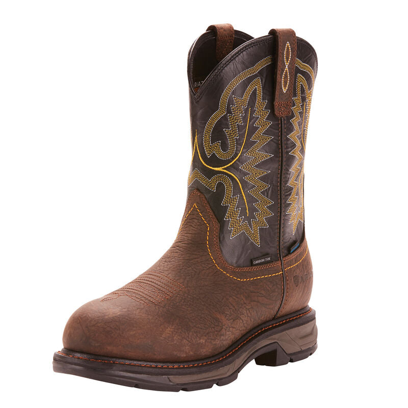 Men's Ariat Workhog XT Waterproof Carbon Toe Brown Work Boot