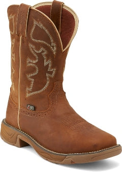 Men's Justin Stampede Rush Waterproof Square Toe Tan Boot
