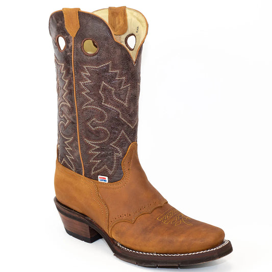 RockinLeather Men's Distressed Brown Narrow Square Toe Western Boot