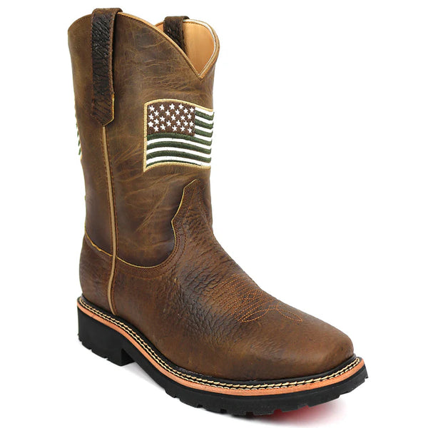 RockinLeather Men's American Flag Soft Toe Work Boots