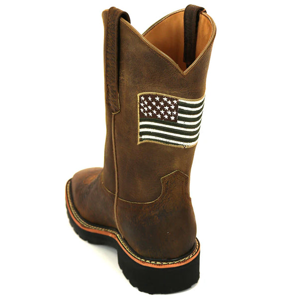 RockinLeather Men's American Flag Soft Toe Work Boots