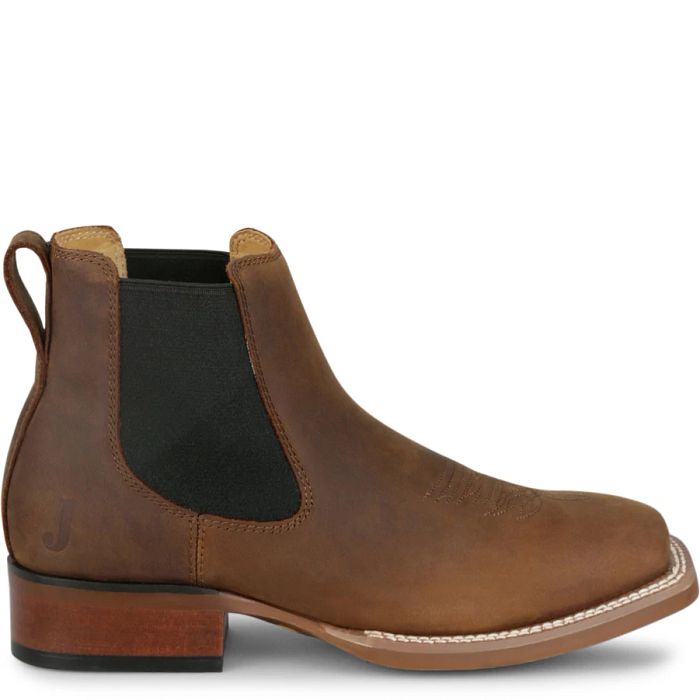 Brown leather Chelsea boot on a white background