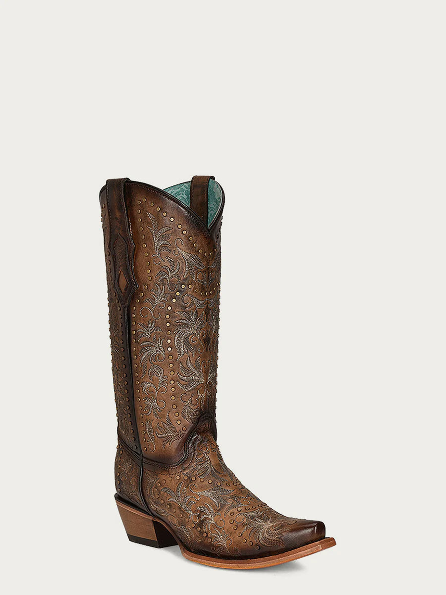 Corral Women's Embroidery and Studs Maple Snip Toe