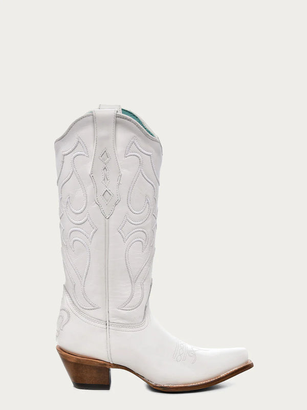 Corral Embroidered White Snip Toe Cowboy Boot