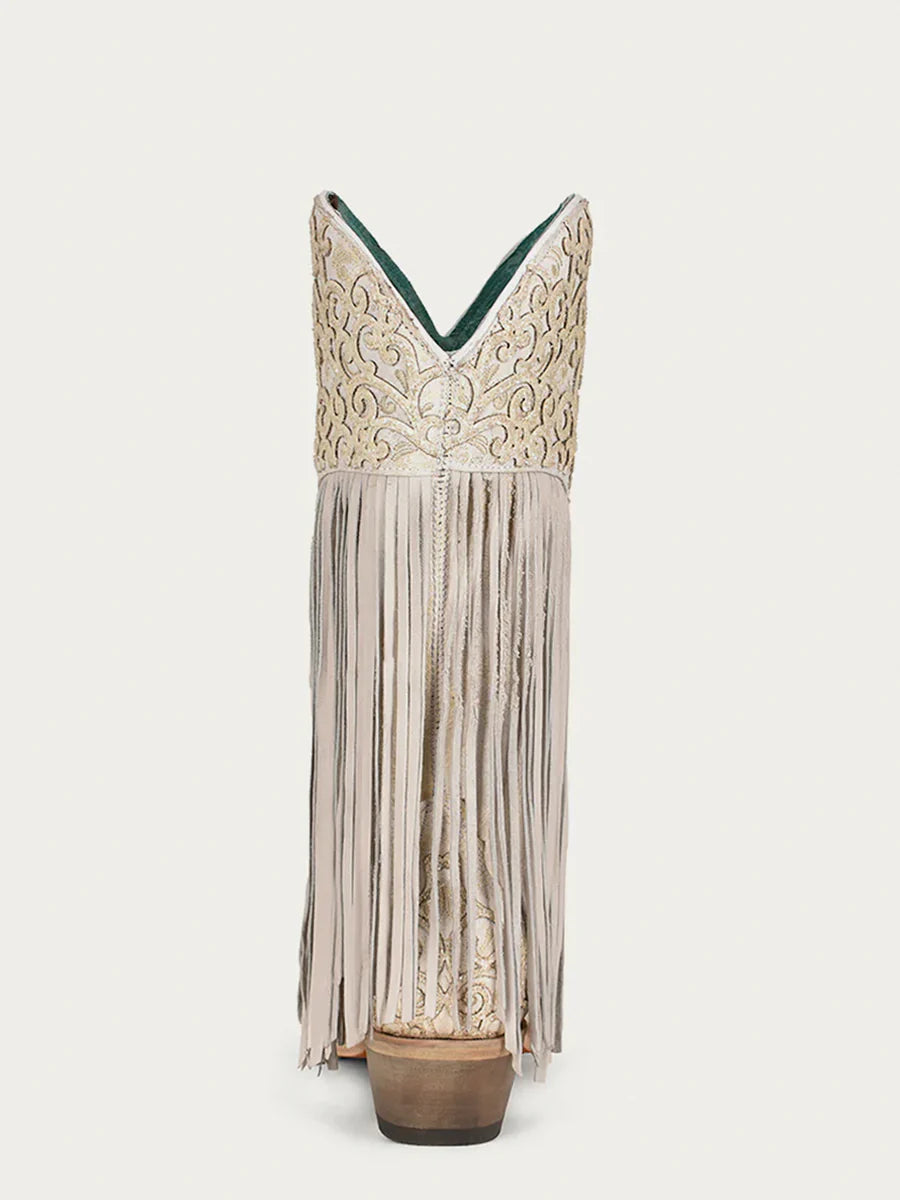 Corral Women's Overlay Embroidery Lamb Fringe Snip Toe