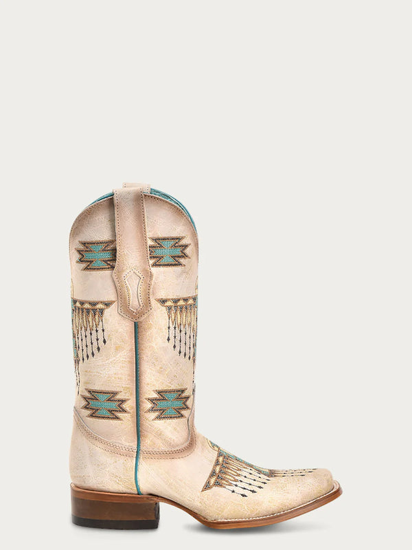 Corral Women's Woven Eagle Embroidery Square Toe
