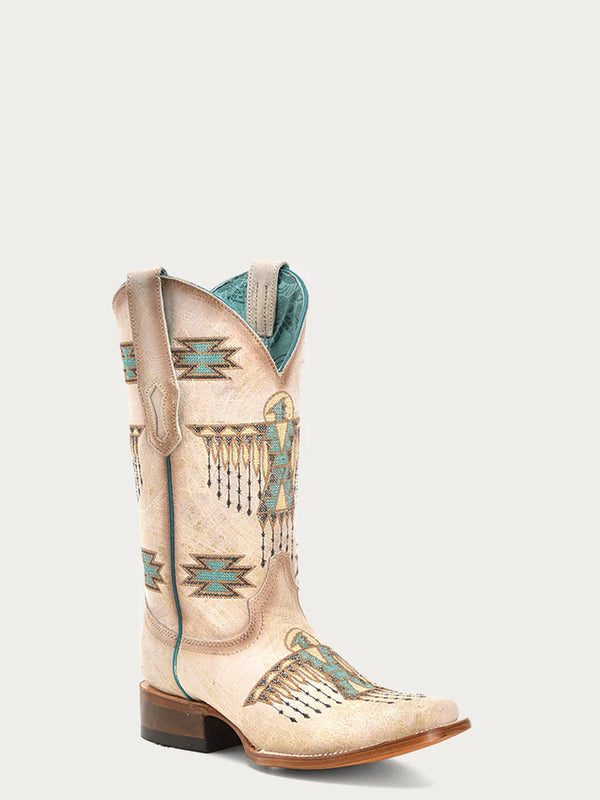 Corral Women's Woven Eagle Embroidery Square Toe