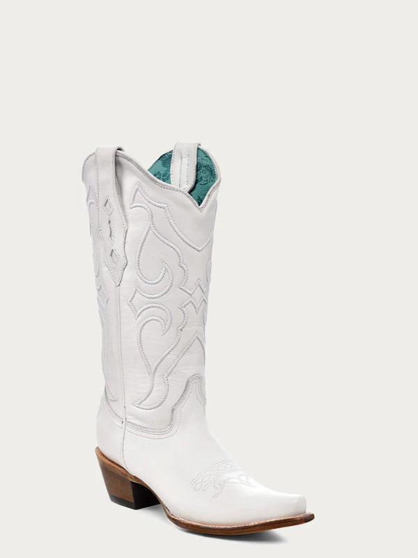 Corral Embroidered White Snip Toe Cowboy Boot